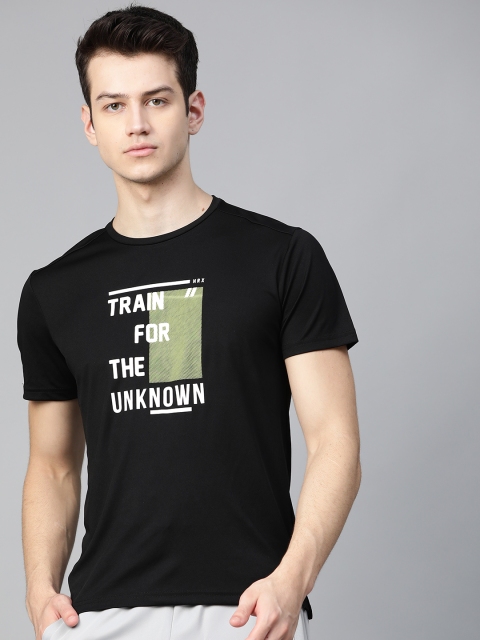 

HRX by Hrithik Roshan Men Jet Black Solid Rapid-Dry Antimicrobial Training T-shirt