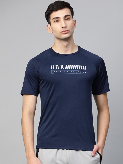 

HRX by Hrithik Roshan Men Medieval Blue Solid Rapid-Dry Antimicrobial Training T-shirt, Navy blue