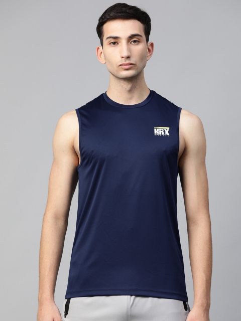 

HRX by Hrithik Roshan Men Medieval Blue Solid Rapid-Dry Antimicrobial Training T-shirt, Navy blue