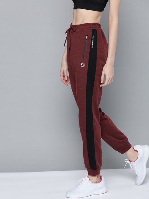 

HRX by Hrithik Roshan Women Burgundy Slim Fit Wool Blend Antimicrobial Training Joggers
