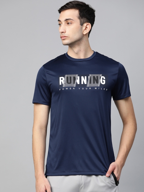 

HRX by Hrithik Roshan Men Medieval Blue Solid Rapid-Dry Running T-shirt, Navy blue