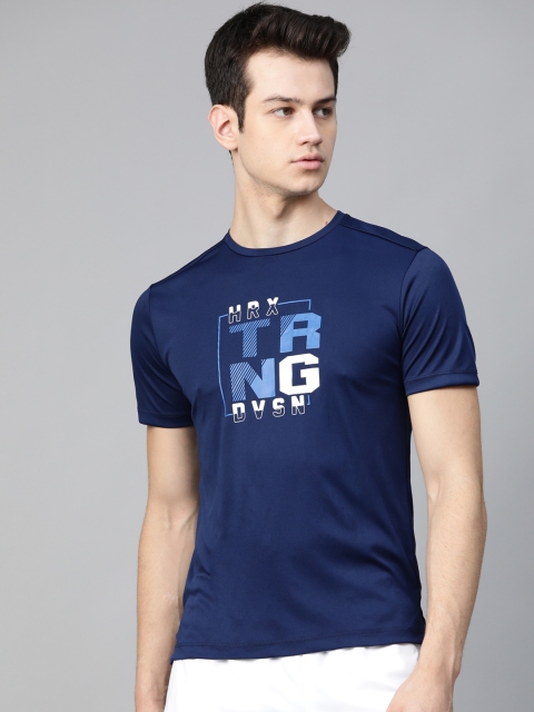 

HRX by Hrithik Roshan Men Medieval Blue Solid Rapid-Dry Antimicrobial Training T-shirt, Navy blue