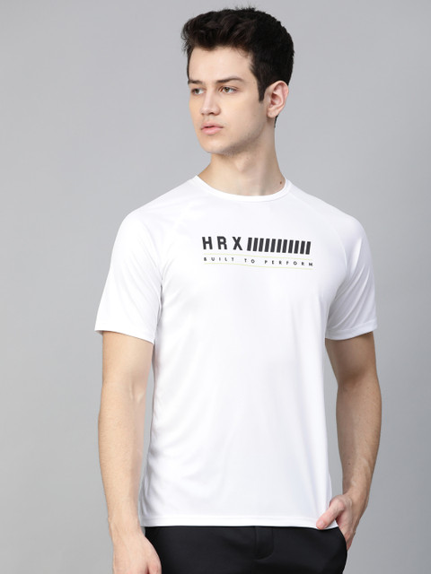

HRX by Hrithik Roshan Men Bright White Solid Rapid-Dry Antimicrobial Training T-shirt