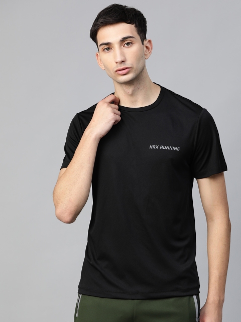 

HRX by Hrithik Roshan Men Jet Black Solid Rapid-Dry Running T-shirt