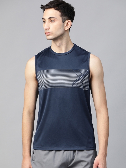 

HRX by Hrithik Roshan Men Medieval Blue Solid Rapid-Dry Running T-shirt, Navy blue