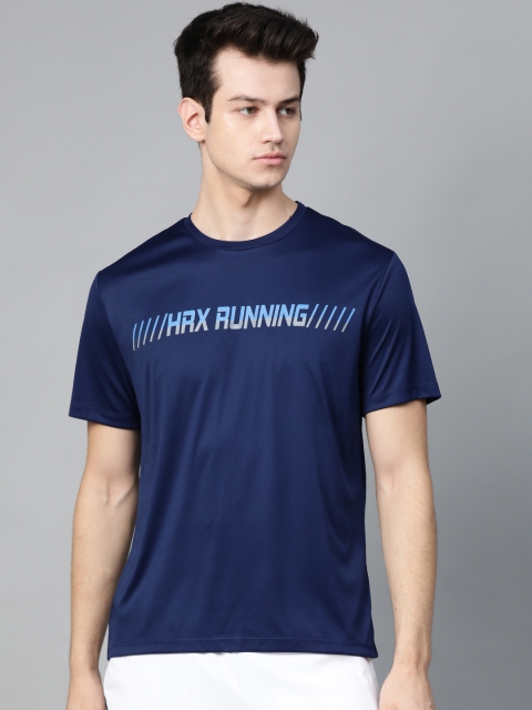 

HRX by Hrithik Roshan Men Medieval Blue Solid Rapid-Dry Running T-shirt, Navy blue