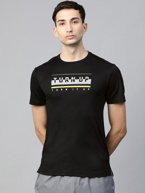 

HRX by Hrithik Roshan Men Jet Black Solid Rapid-Dry Antimicrobial Training T-shirt