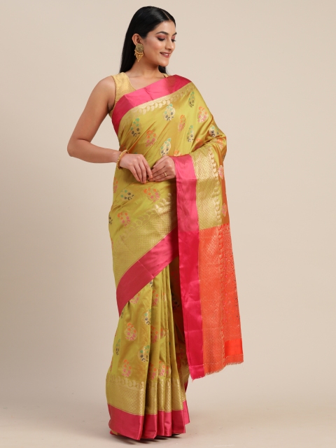 

Mitera Green & Red Poly Silk Woven Design Banarasi Saree