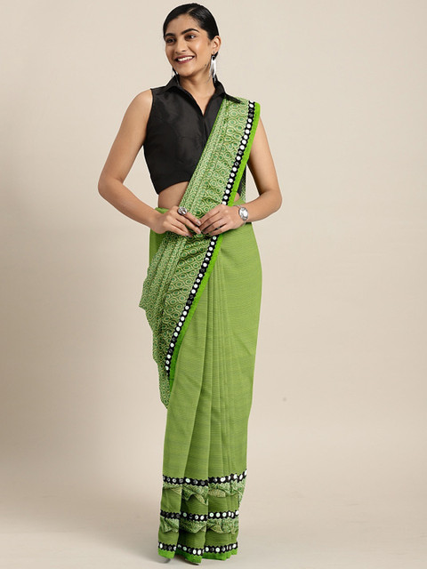 

KALINI Green Printed Poly Crepe Saree
