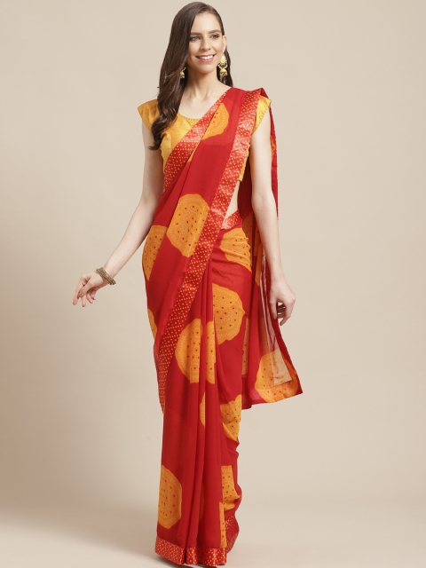 

KALINI Red & Orange Printed Saree
