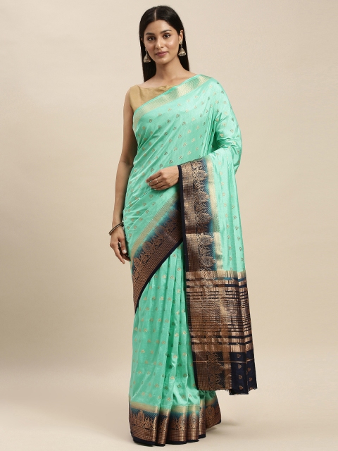 

Mitera Sea Green & Gold-Toned Pure Silk Woven Design Banarasi Saree