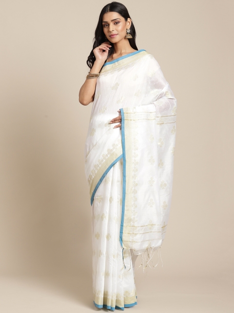 

Laa Calcutta White & Golden Woven Design Taant Saree