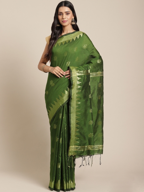 

Laa Calcutta Green & Golden Woven Design Taant Saree