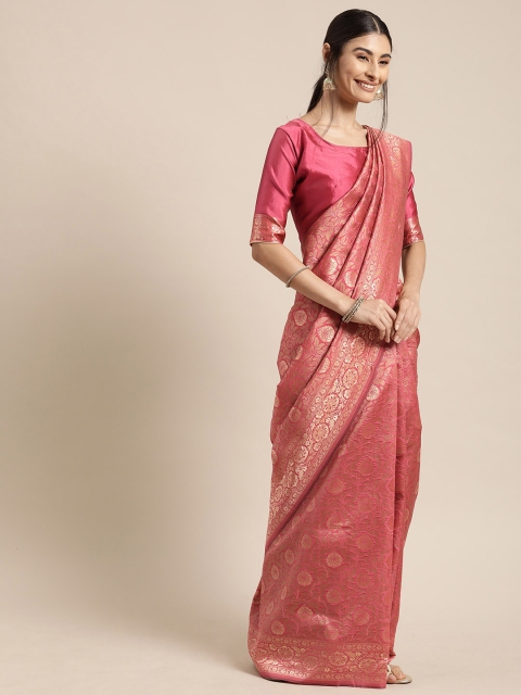 

Mitera Pink Silk Blend Woven Design Banarasi Saree