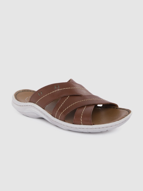 

Clarks Men Brown Leather Comfort Sandals with Thread-Work