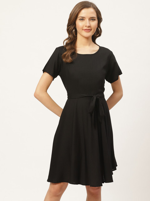 

Darzi Women Black Solid A-Line Dress