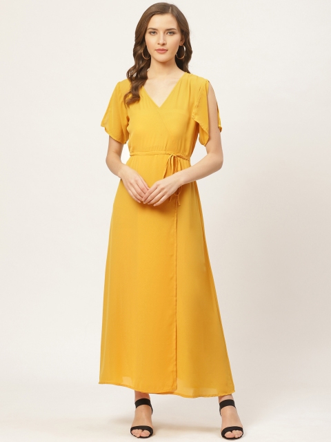 

Darzi Women Yellow Solid Maxi Wrap Dress