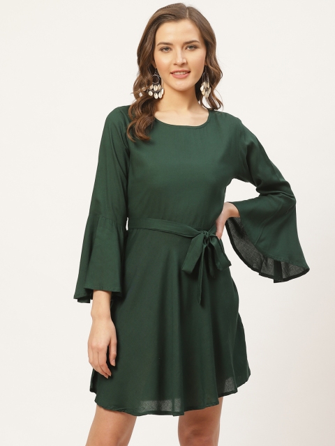 

Darzi Women Green Solid A-Line Dress