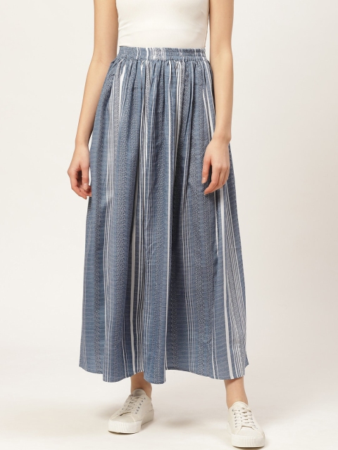 

Darzi Women Blue & White Striped Maxi Skirt