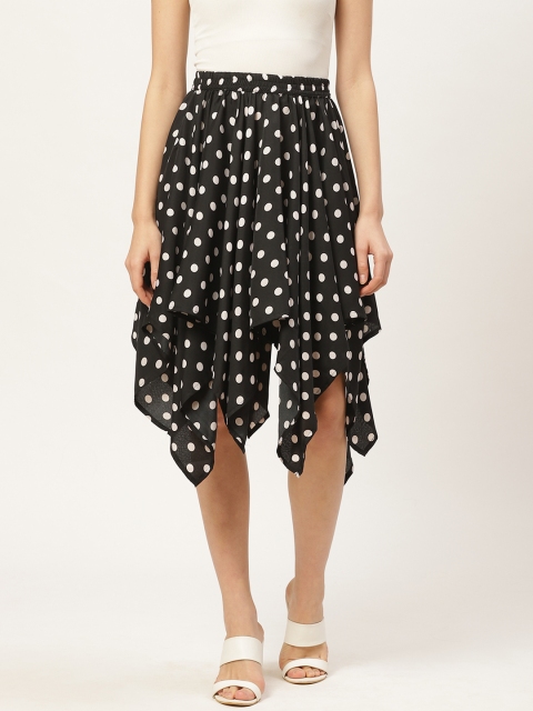 

Darzi Women Black & White Polka Dot Print Asymmetric A-Line Skirt