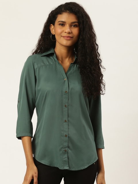 

Trend Arrest Women Green Regular Fit Solid Formal Shirt