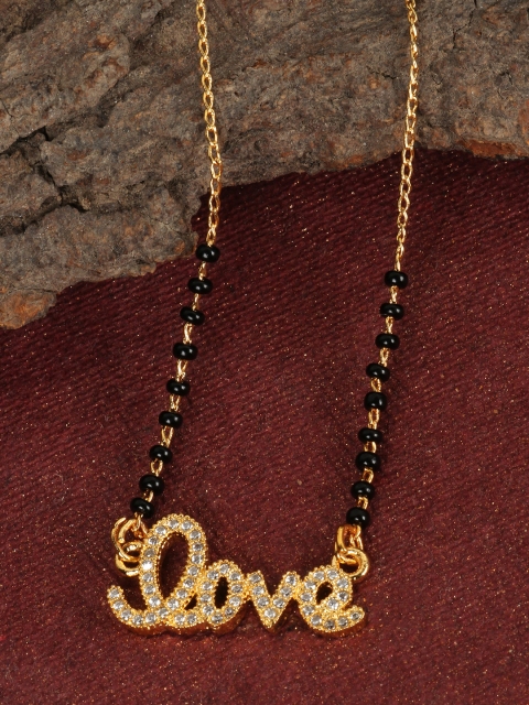 

JEWELS GEHNA Black Gold-Plated AD-Studded Mangalsutra