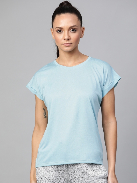 

Marks & Spencer Women Blue Solid Round Neck Sports T-shirt