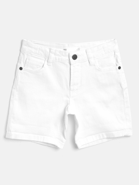 

Marks & Spencer Girls White Solid Regular Fit Denim Shorts