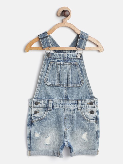 

Marks & Spencer Girls Blue Washed Distressed Denim Dungarees