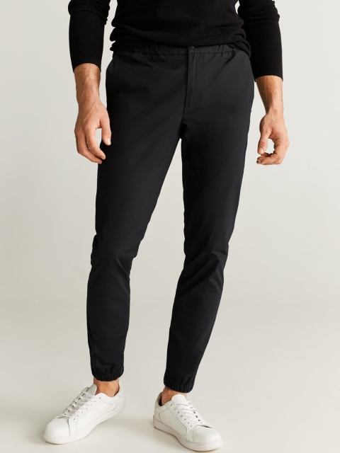 

MANGO MAN Navy Blue Straight Fit Solid Joggers