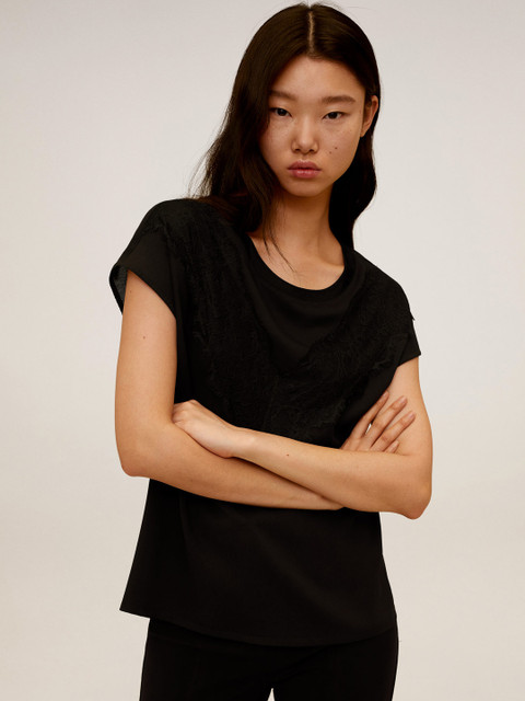 

MANGO Women Black Solid Top
