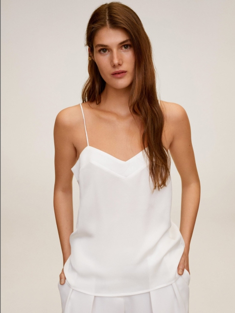 

MANGO Women White Solid Top with Satin Finish