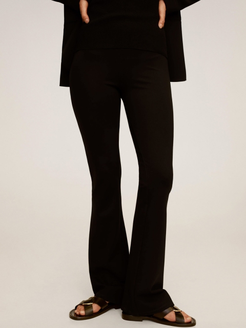 

MANGO Women Black Regular Fit Solid Bootcut Trousers