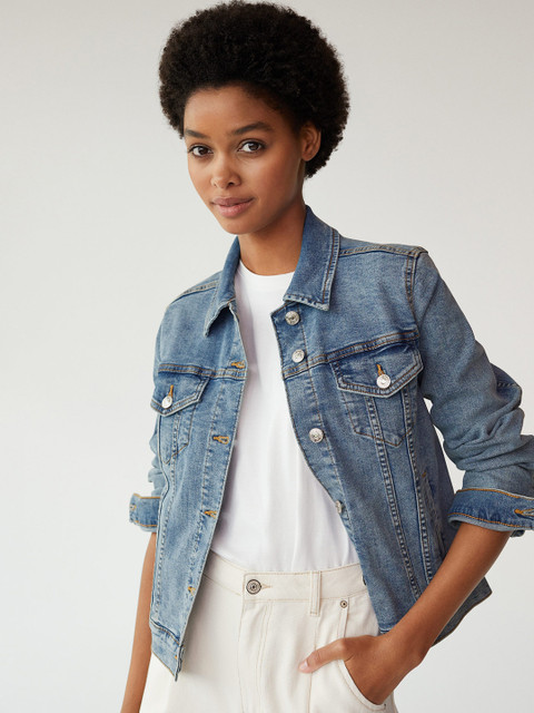 

MANGO Women Blue Washed Denim Jacket