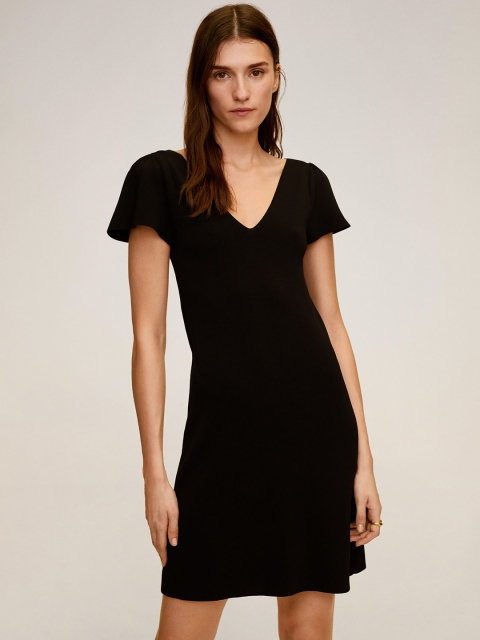 

MANGO Women Black Solid Sheath Dress
