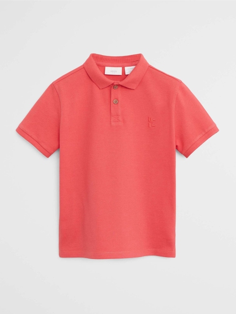 

Mango Kids Boys Coral Orange Solid Polo Collar T-shirt