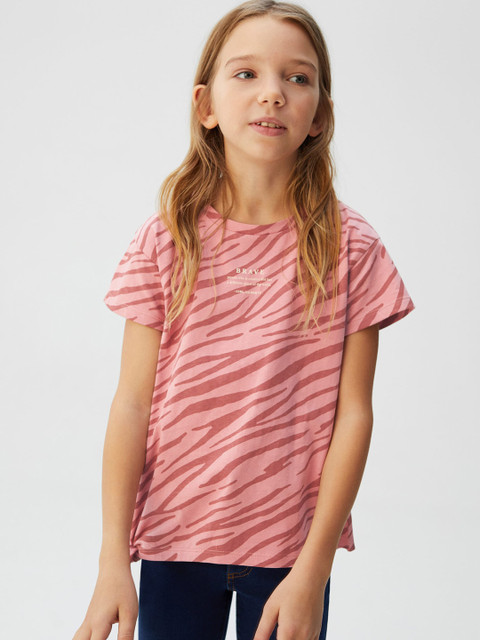 

Mango Kids Girls Pink Animal Print Tie-Up Top