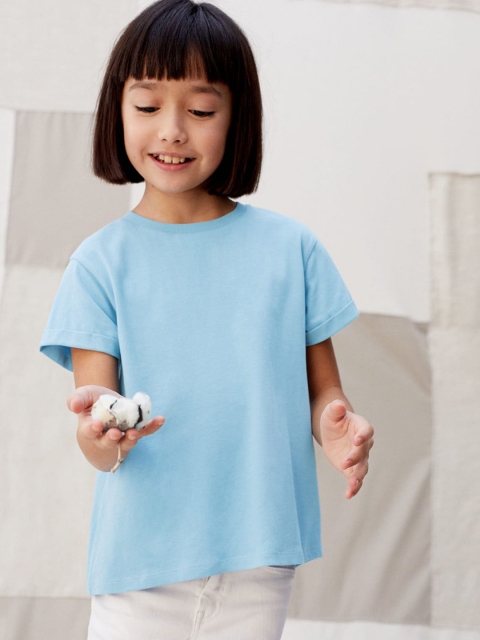 

Mango Kids Girls Blue Solid Round Neck T-shirt