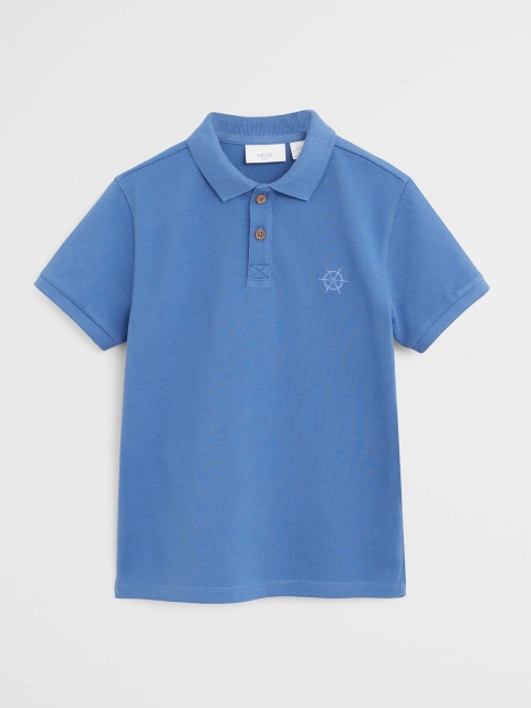 

Mango Kids Boys Blue Solid Polo Collar T-shirt