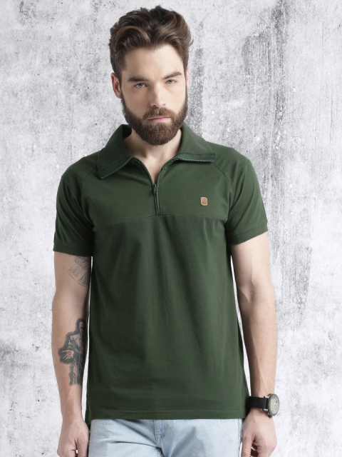 

RDSTR Men Green Solid Polo Collar T-shirt