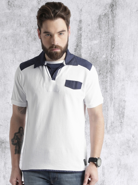 

Roadster Men White Solid Polo T-shirt