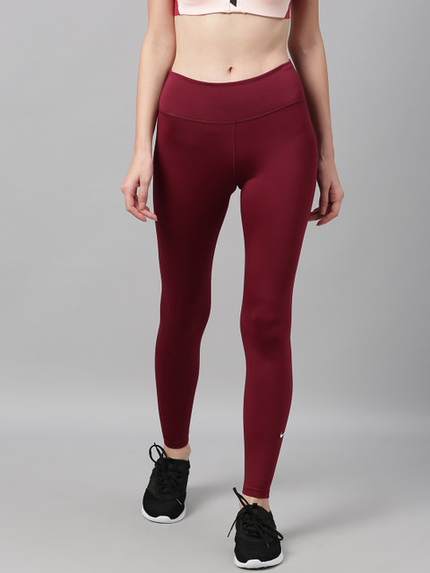 

Nike Women Maroon Solid ONE TGHT Training Tights