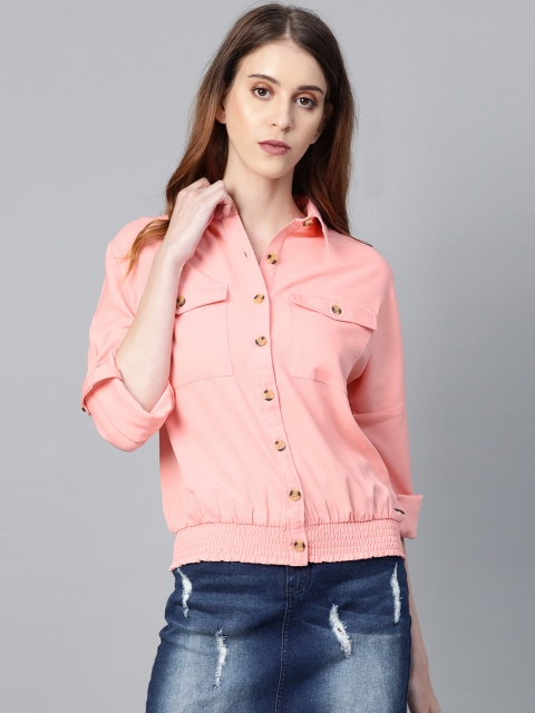 

Roadster Women Pink Relaxed Fit Solid Casual Shirt
