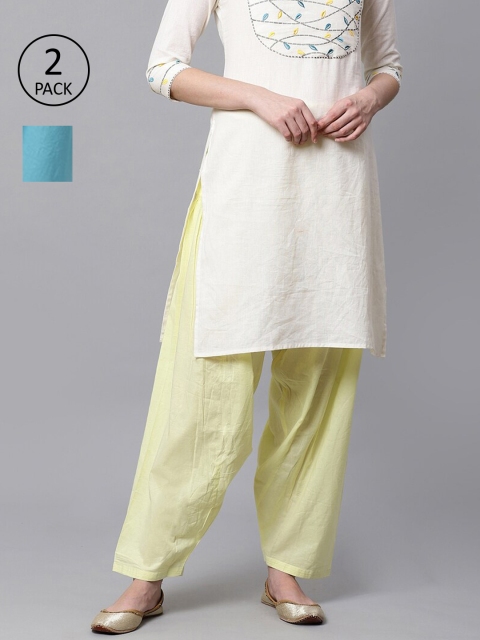 

Kifahari Women Pack of 2 Solid Loose-Fit Salwars, Blue