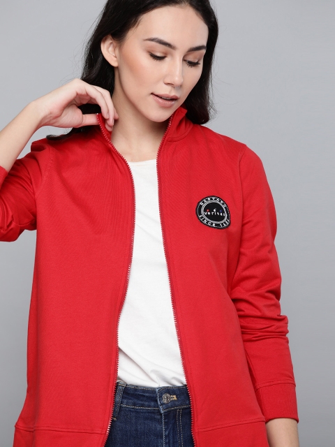 

Harvard Women Red Solid Applique Detail Sweatshirt