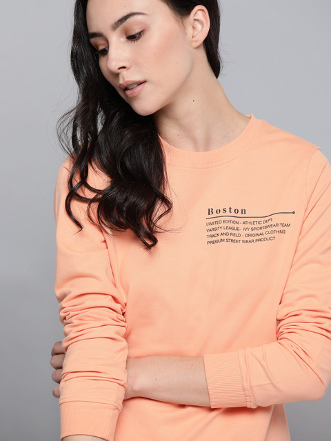 

Harvard Women Peach-Coloured Placement Print Sweatshirt
