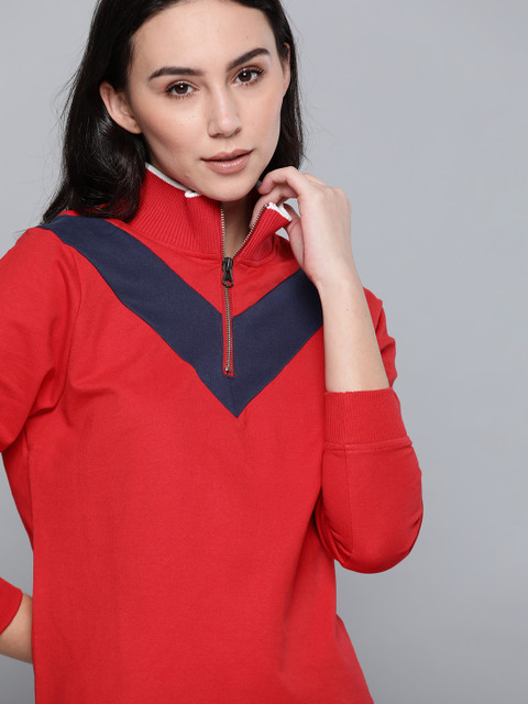

Harvard Women Red & Navy Blue Colourblocked Sweatshirt