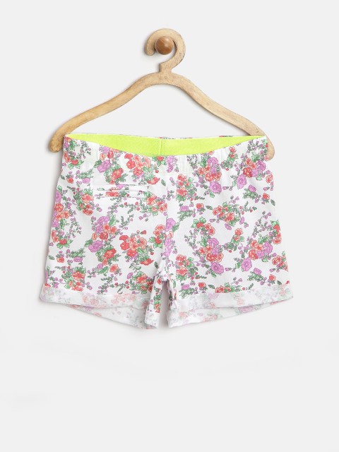 

United Colors of Benetton Girls White Floral Print Shorts