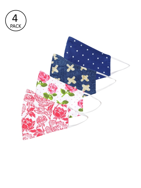 

Anouk Women Multicoloured Pack of 4 Printed Reusable 3-Layer Protective Fashion Masks, Multi
