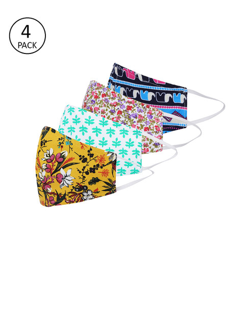 

Anouk Women Pack of 4 Printed Reusable 3 Layer Protective Fashion Masks, Multi